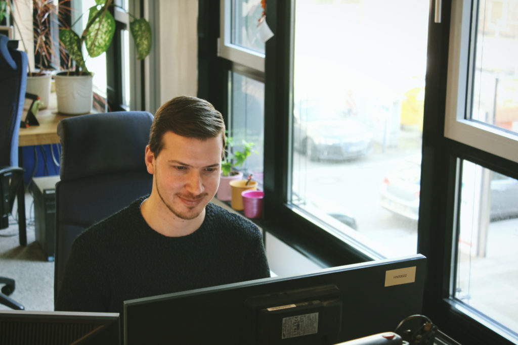 The project manager at his desk